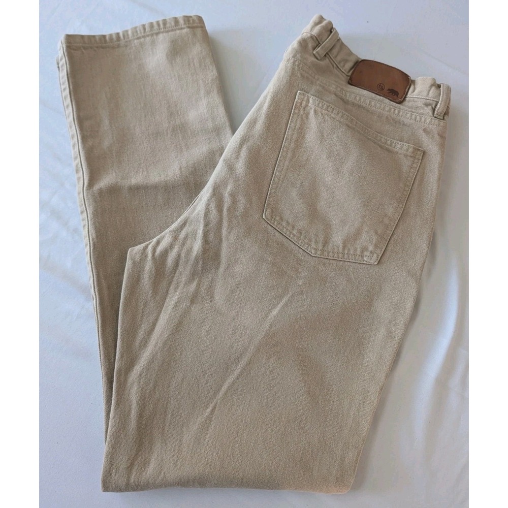 Taylor Stitch The Democratic Jeans Mens Size 36 x 32 Tan Cotton Canvas